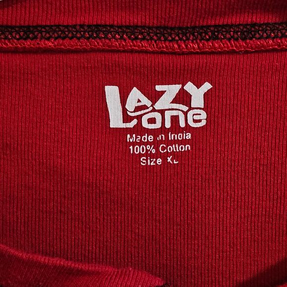 Lazy One Bear Bum Flapjack Pajamas XL Union Suit Romper Red Cotton Long Johns - Picture 5 of 10